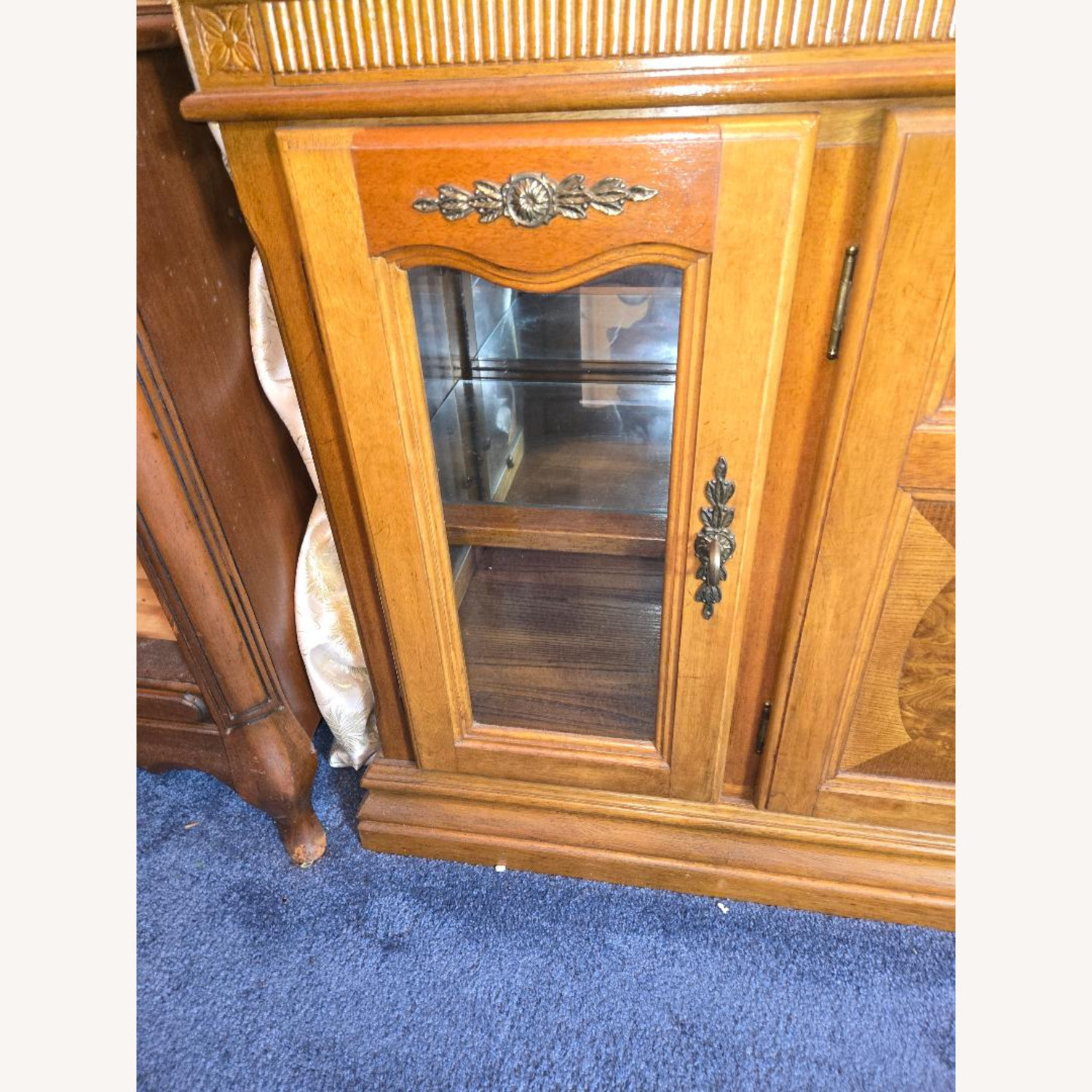 Brown Wood & Glass China Cabinet - image-1