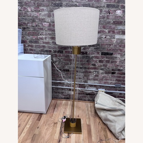 Used Crate & Barrel Glass and Bronze Floor Lamp for sale on AptDeco