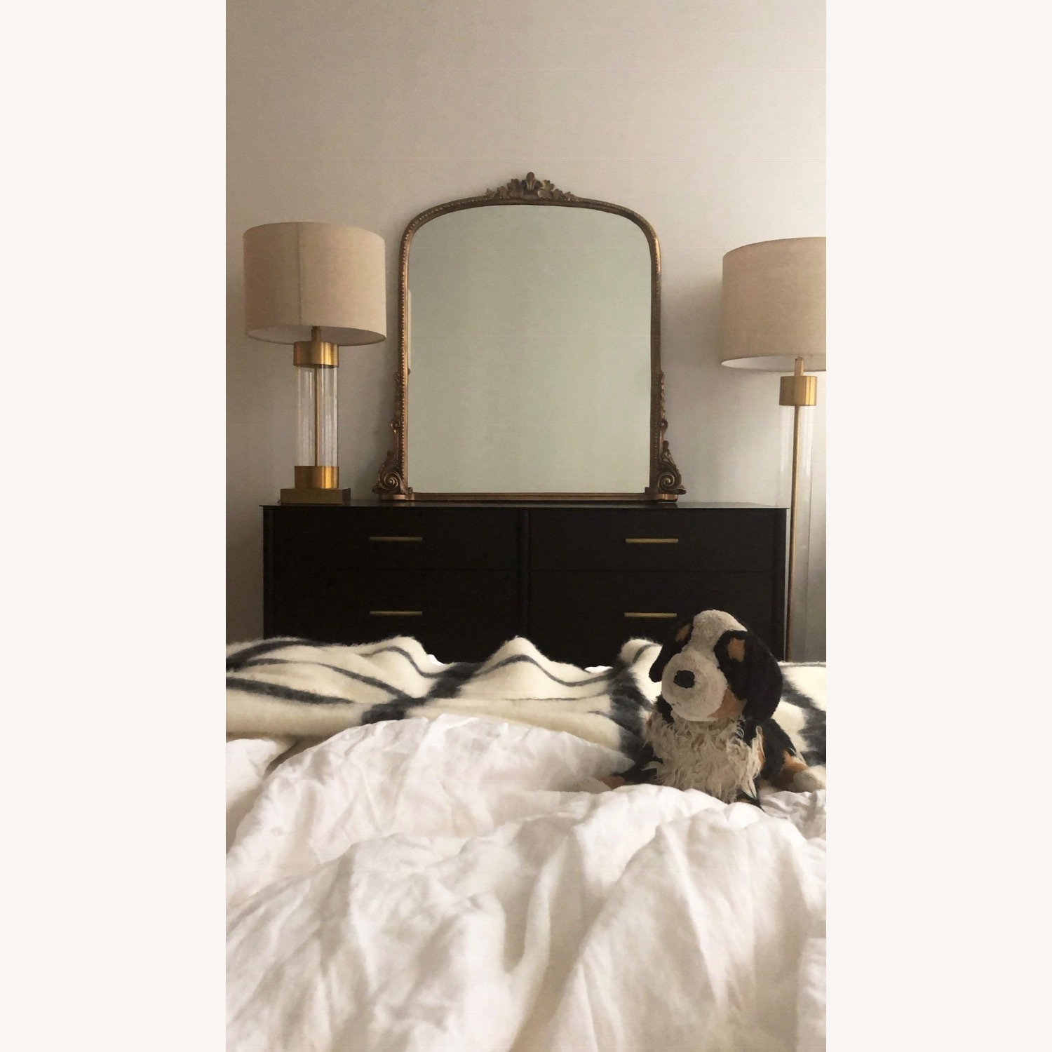 Crate & Barrel Glass and Bronze Floor Lamp - image-5