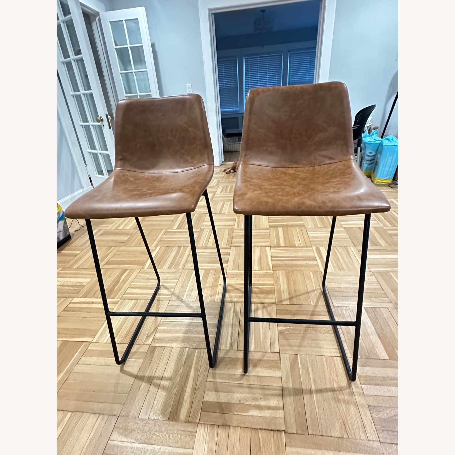 Target Threshold Light Brown Faux Leather Stools - image-1