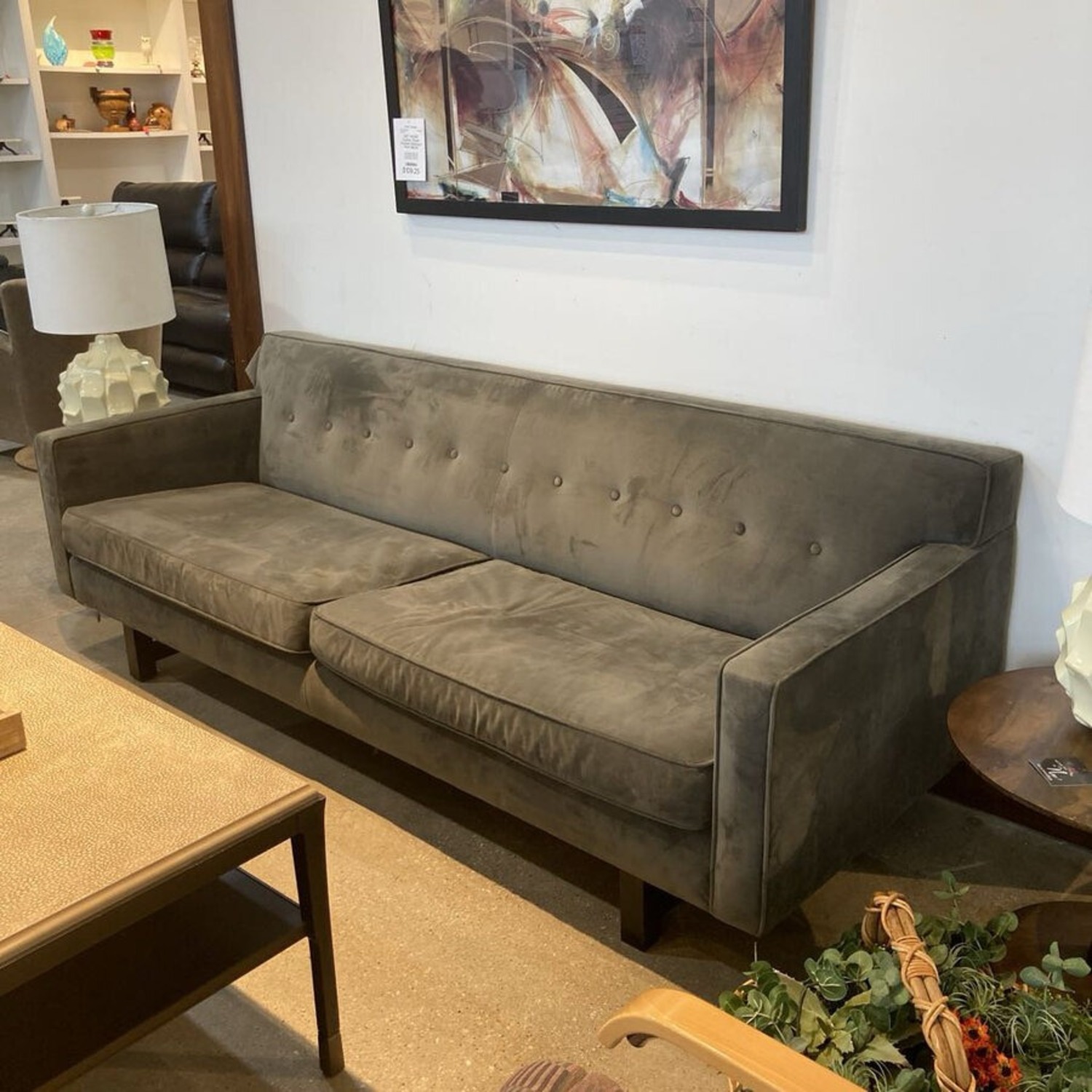 Tufted Micro Suede Sofa Gray - image-2