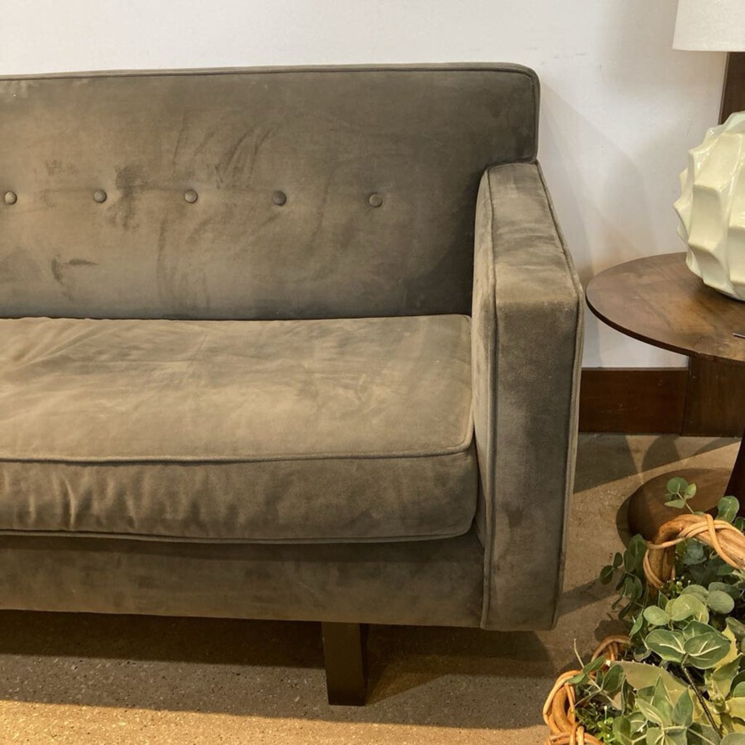 Tufted Micro Suede Sofa Gray - image-3