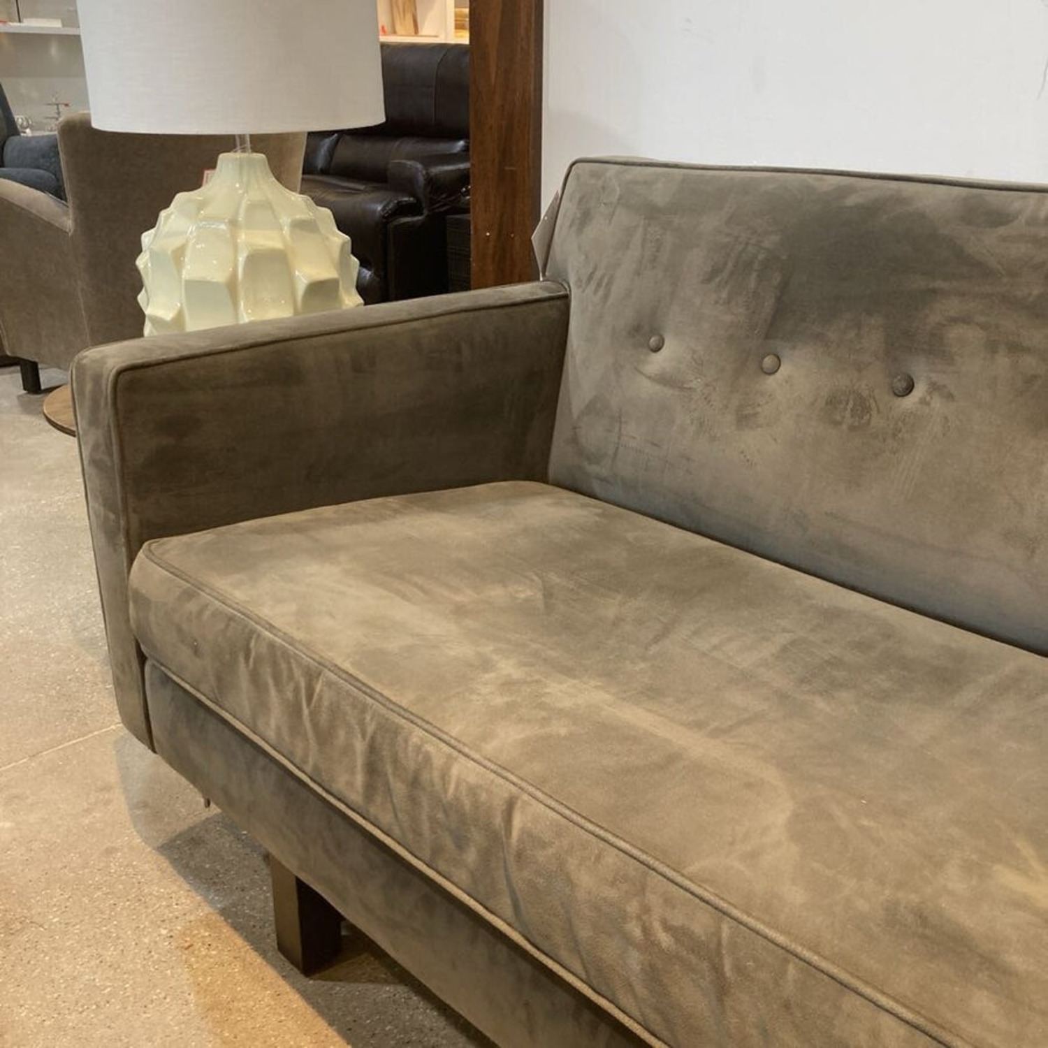 Tufted Micro Suede Sofa Gray - image-4