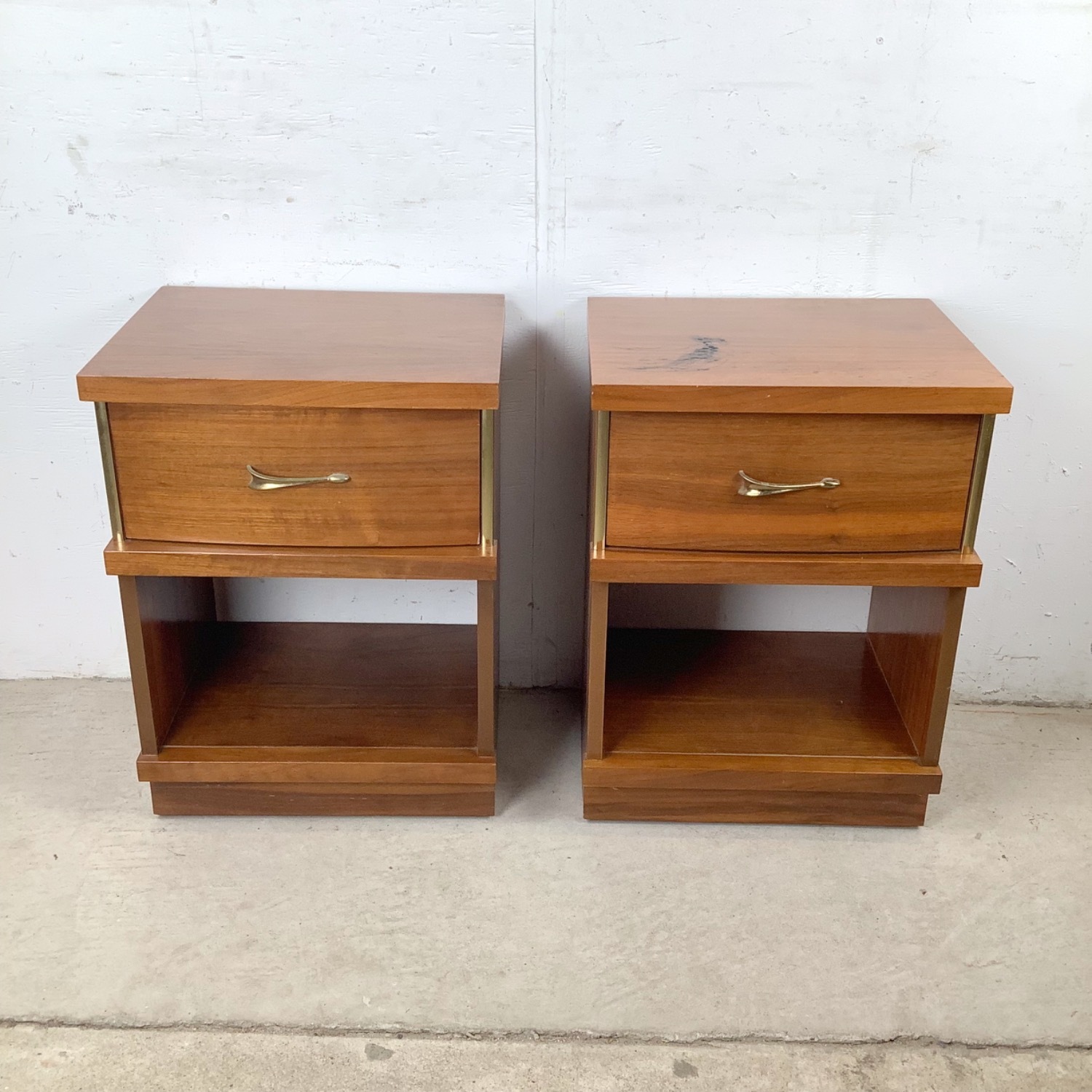 Mid-Century Walnut Nightstands (Pair) - image-1