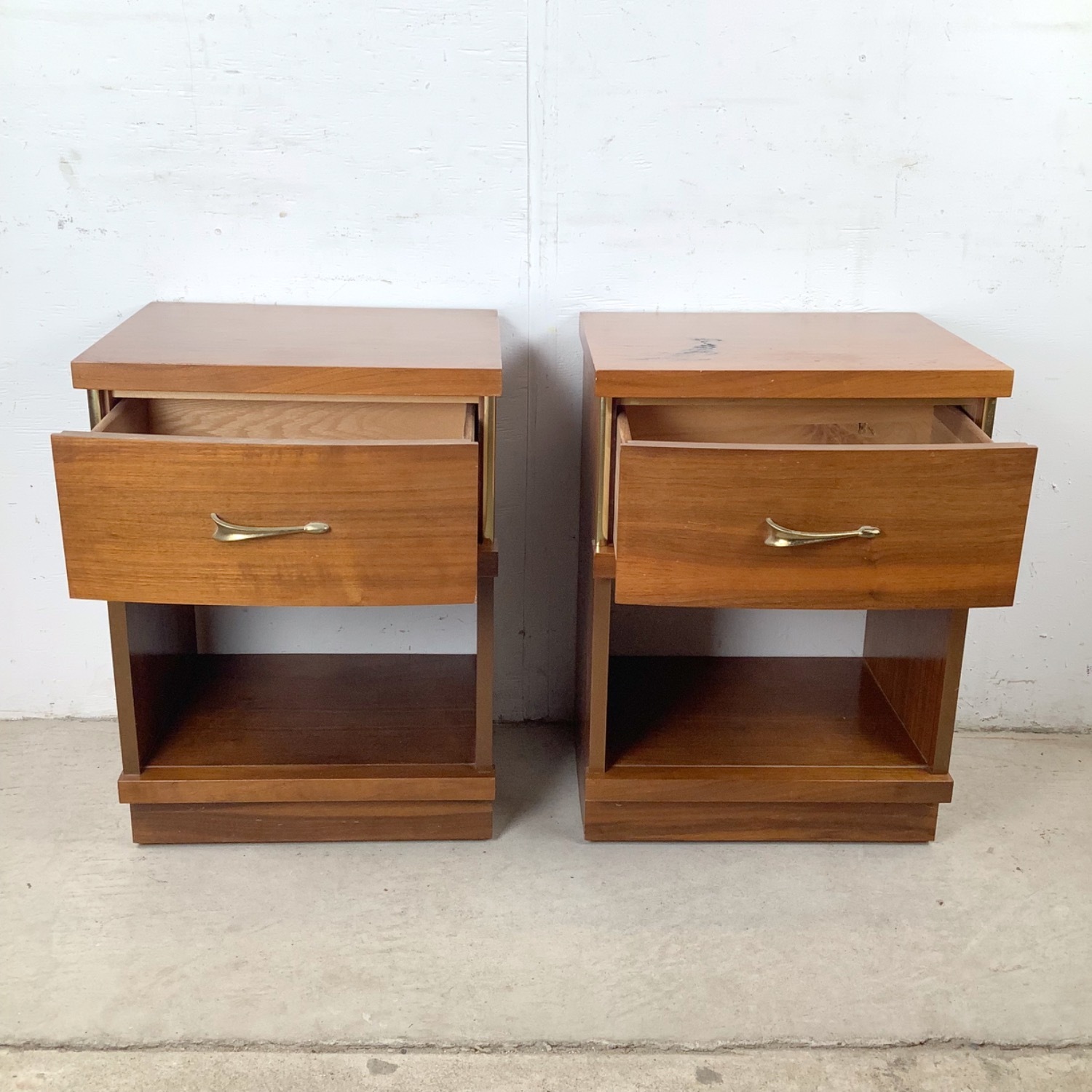 Mid-Century Walnut Nightstands (Pair) - image-2