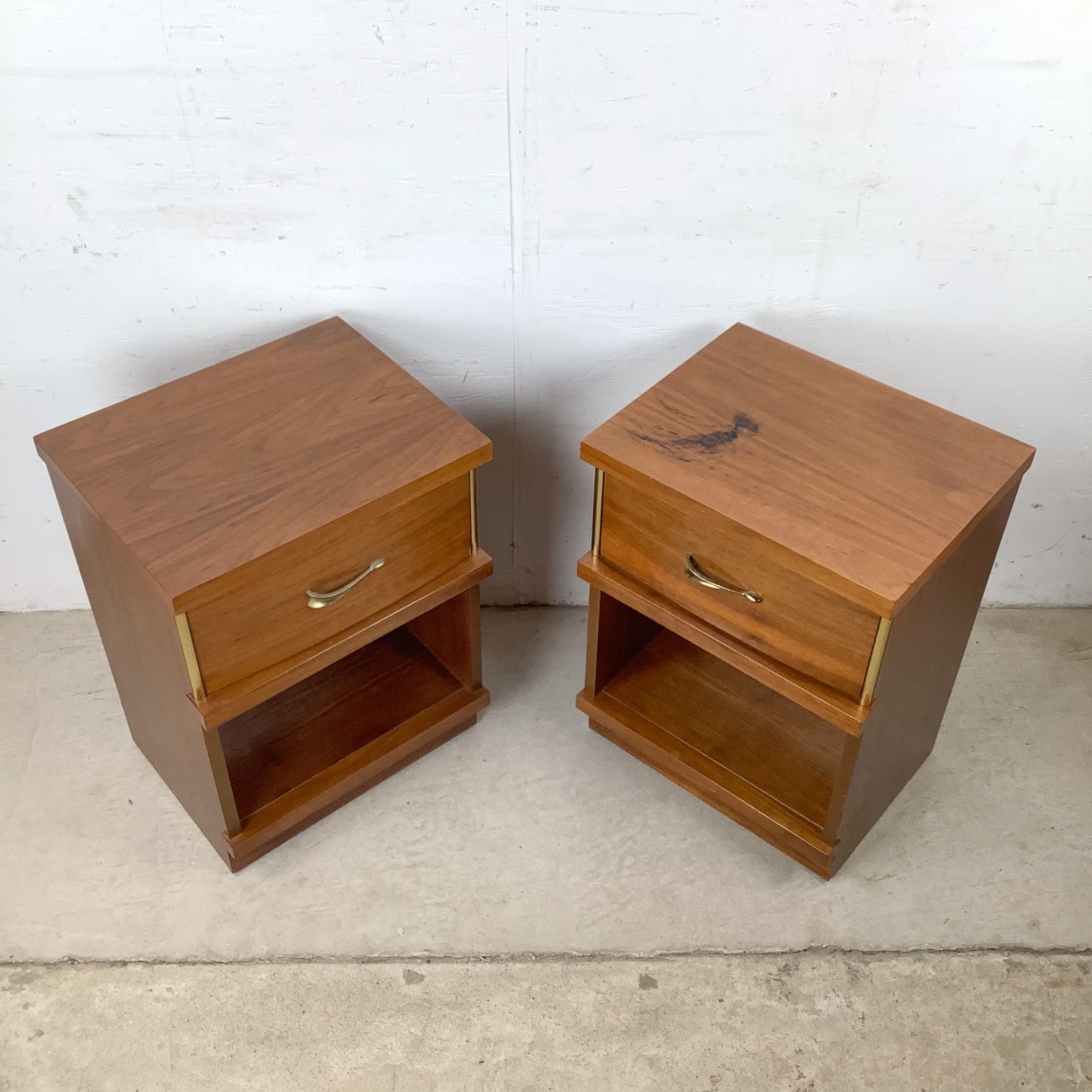 Mid-Century Walnut Nightstands (Pair) - image-4