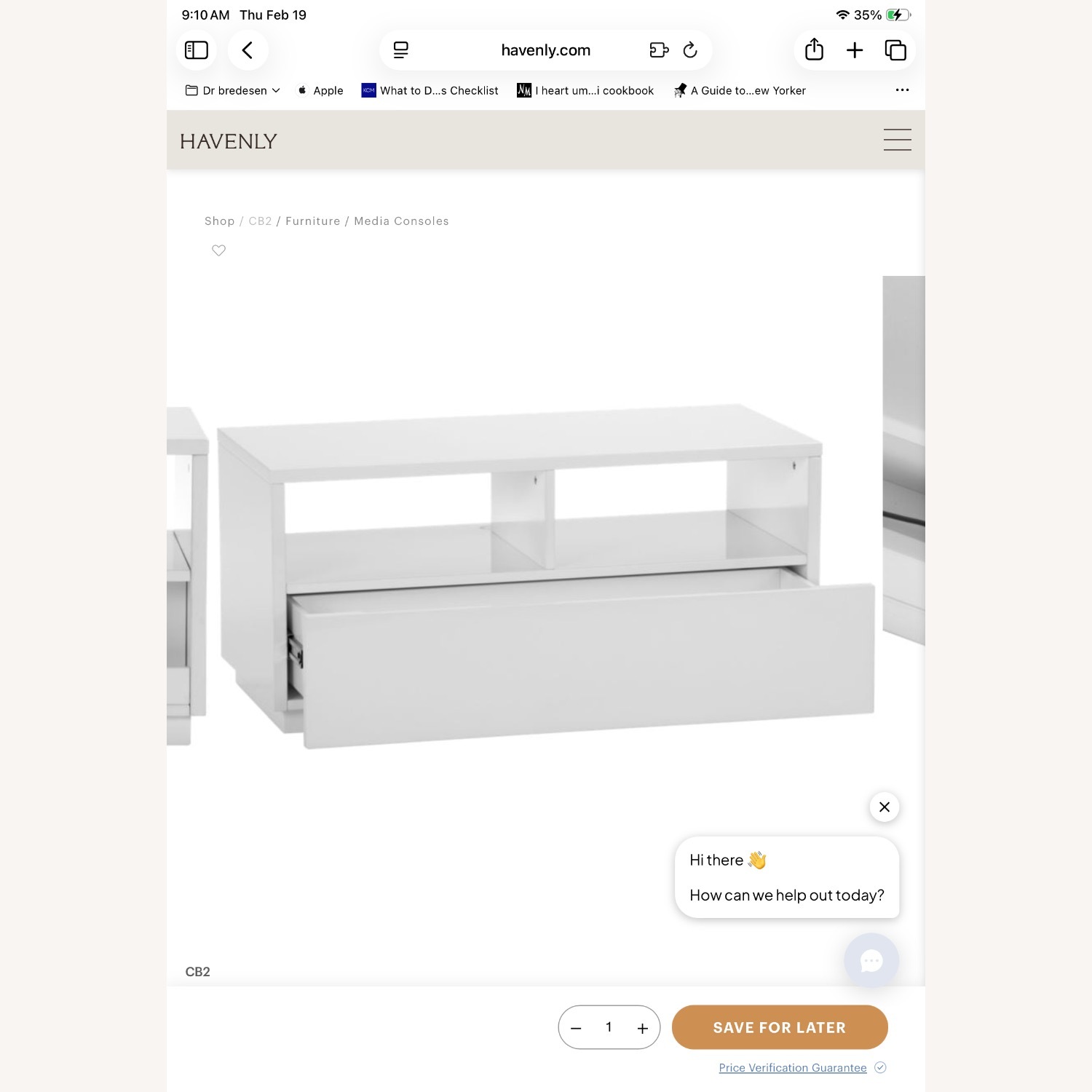 CB2 White Wood Media Storage - image-1