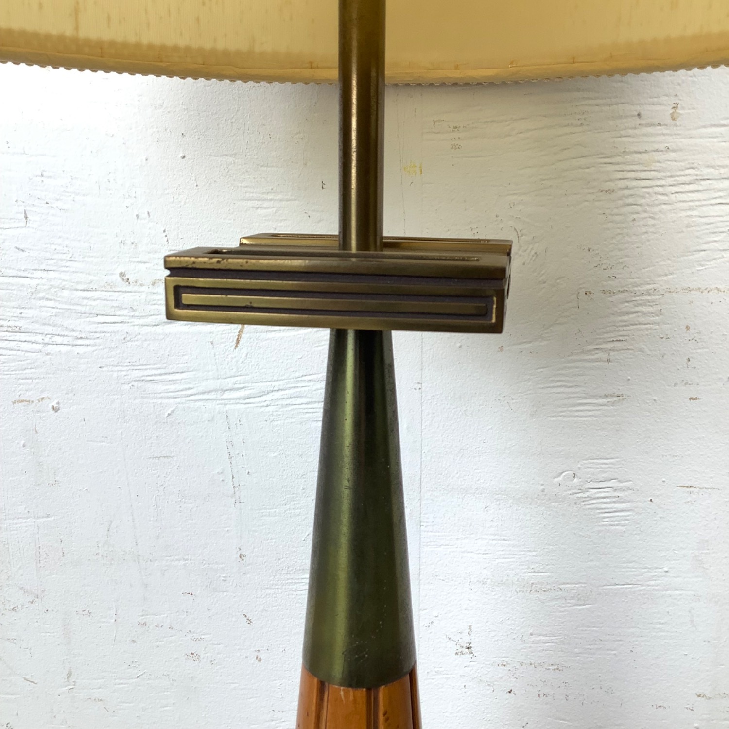Mid Century Modern Walnut & Brass Table Lamp - image-4