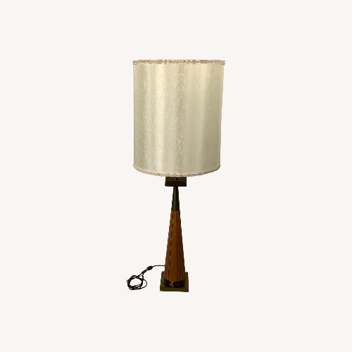 Used Mid Century Modern Walnut & Brass Table Lamp for sale on AptDeco