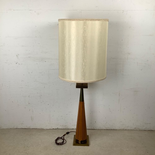 Used Mid Century Modern Walnut & Brass Table Lamp for sale on AptDeco