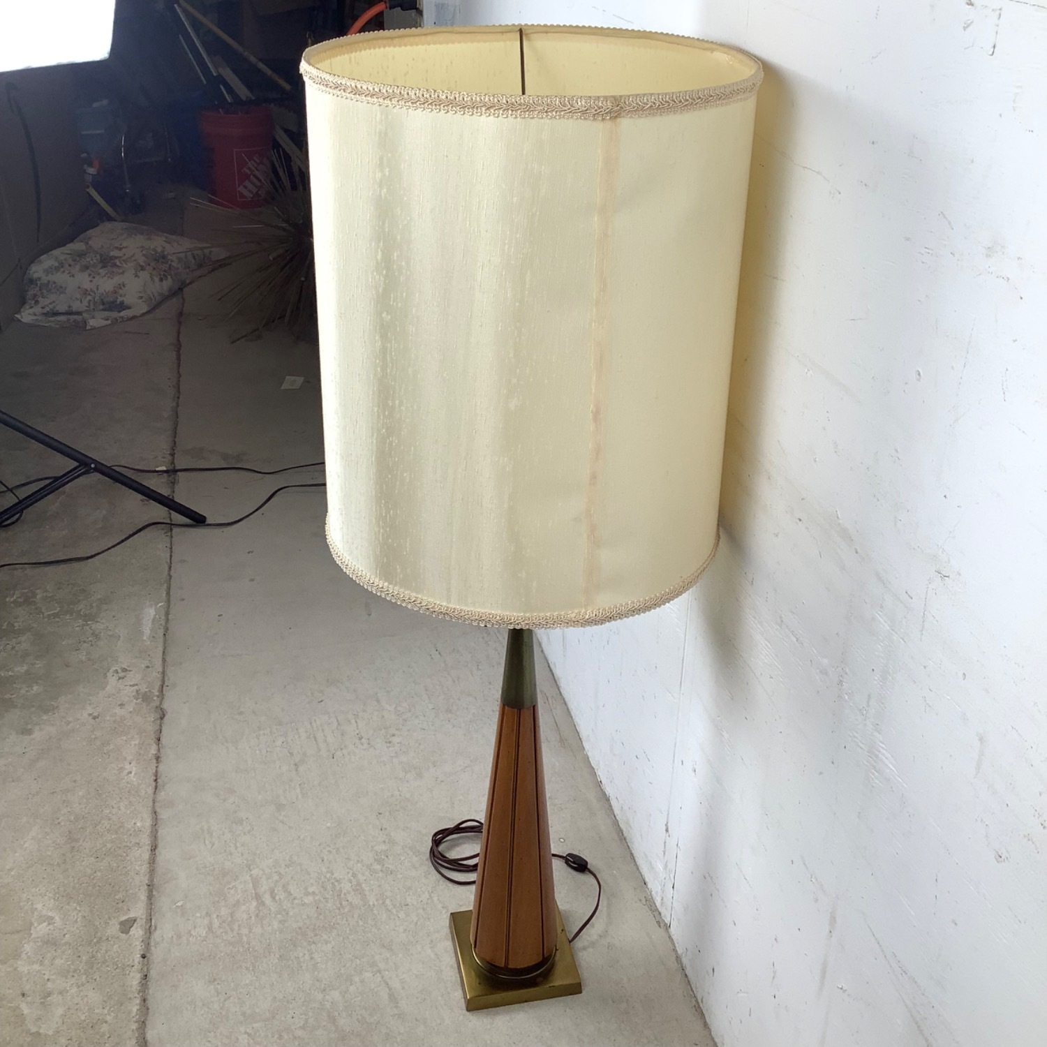 Mid Century Modern Walnut & Brass Table Lamp - image-6