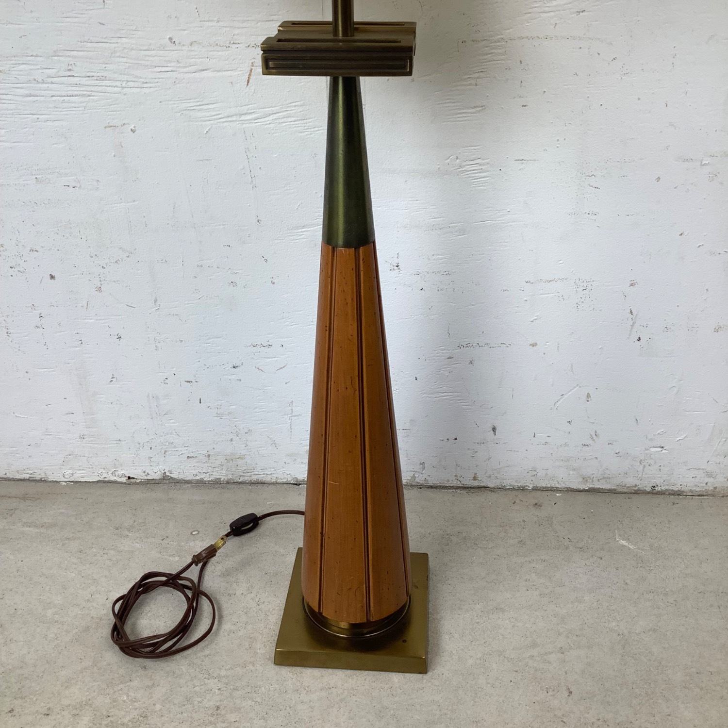 Mid Century Modern Walnut & Brass Table Lamp - image-3