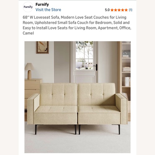Used Amazon Natural Boucle Loveseat for sale on AptDeco