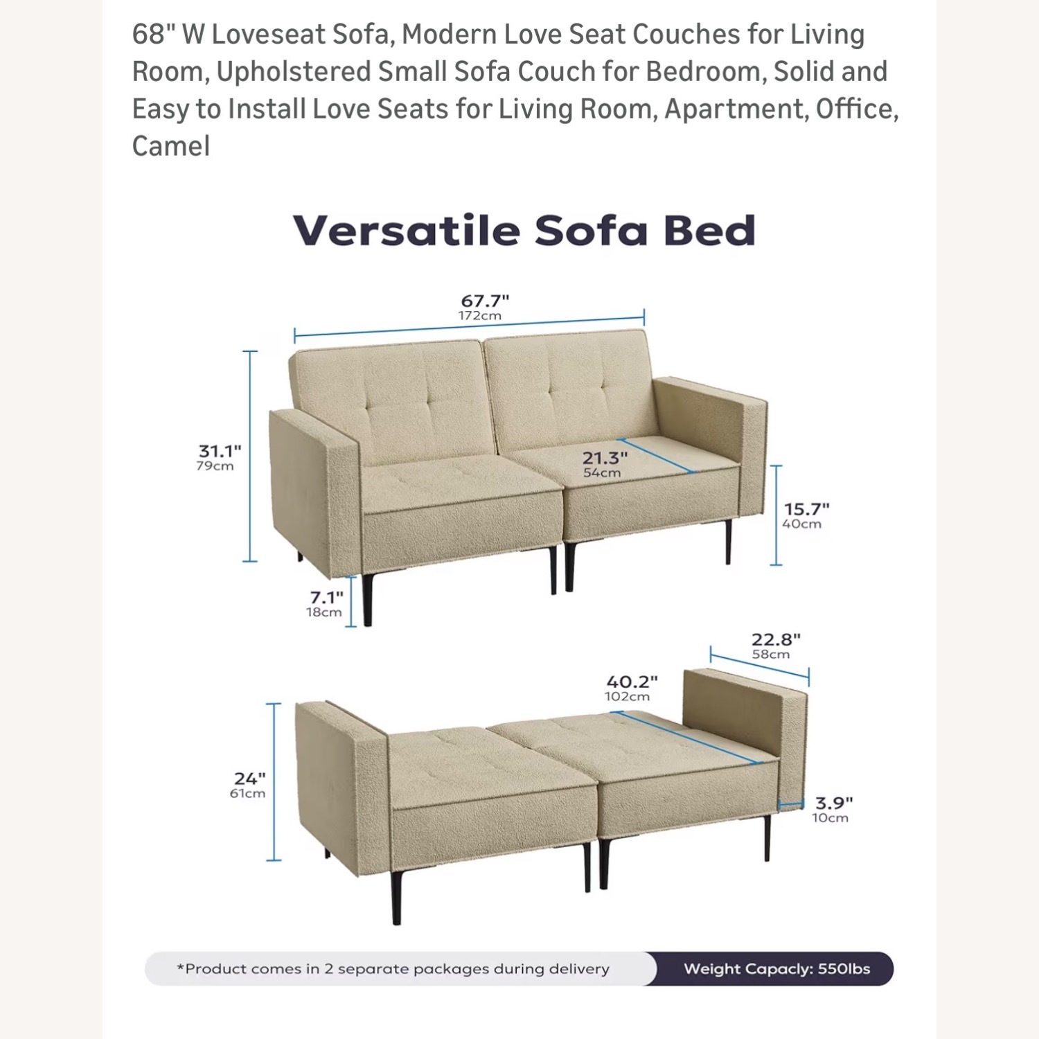 Amazon Natural Boucle Loveseat - image-2