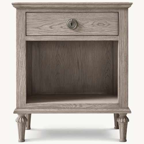 Used Restoration Hardware Maison Open Nightstand – 24” Antiqued Grey Oak for sale on AptDeco