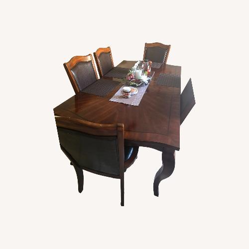 Used 6 Dark Brown Wood Dining Chairs for sale on AptDeco