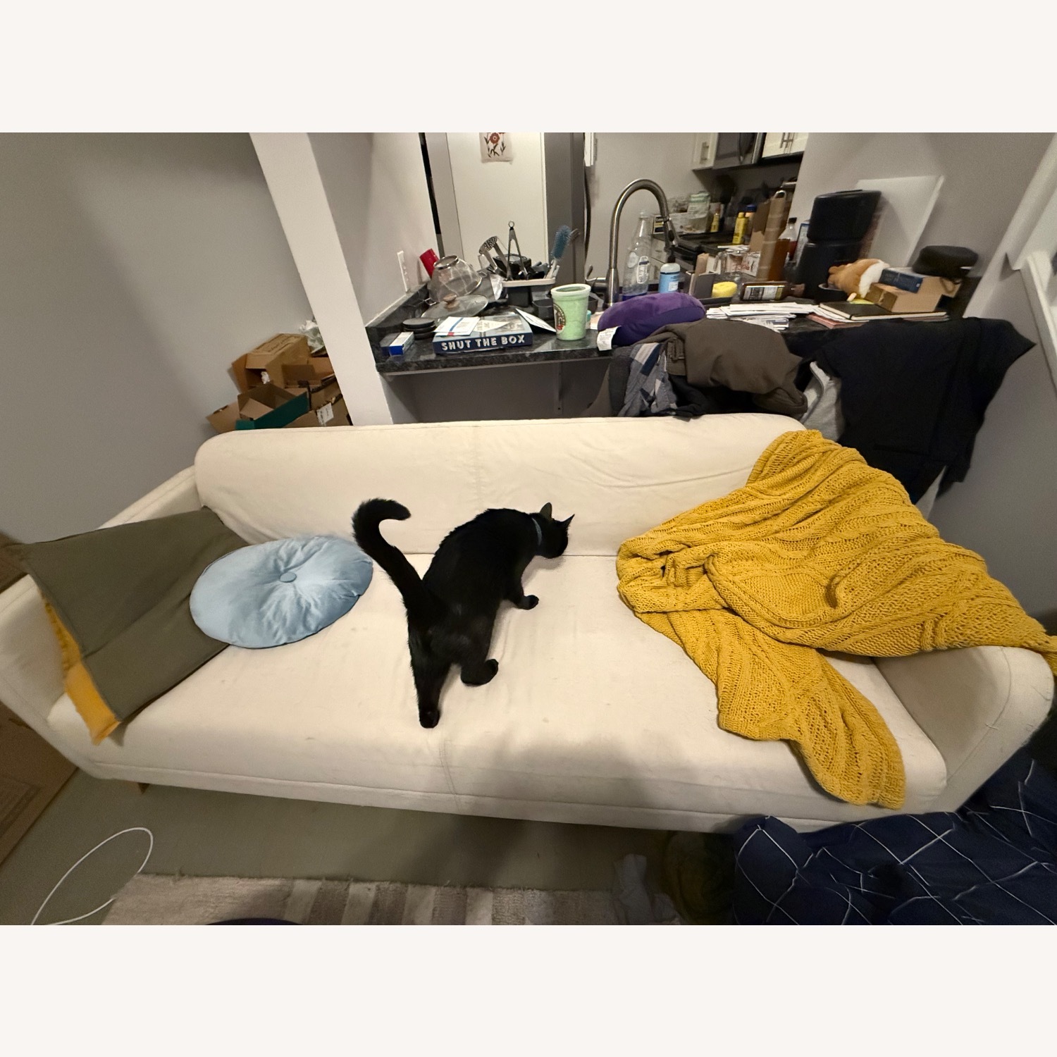 West Elm Natural Fabric Loveseat - image-3