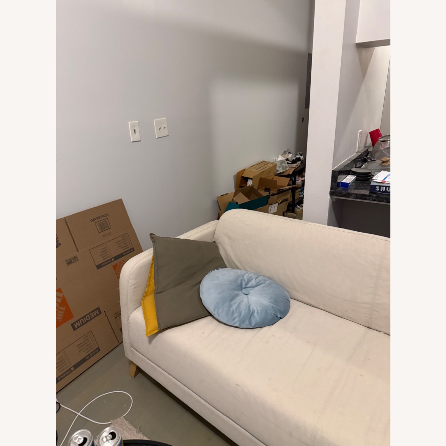 West Elm Natural Fabric Loveseat - image-2