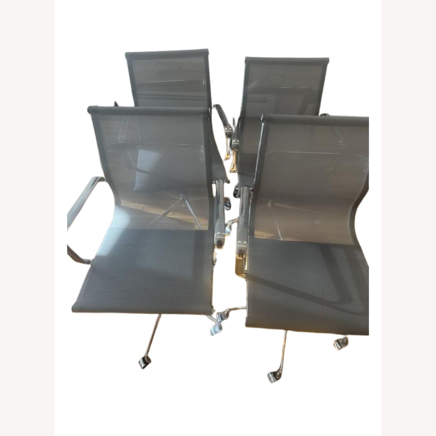 Light Gray Metal Office Chairs - image-9