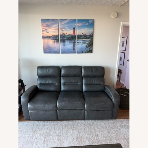 Used Sierra Madre Leather Dual Power Reclining Sofa for sale on AptDeco