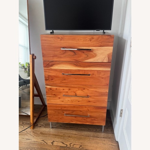 Used CB2 Link Tall Chest Acacia Dresser for sale on AptDeco