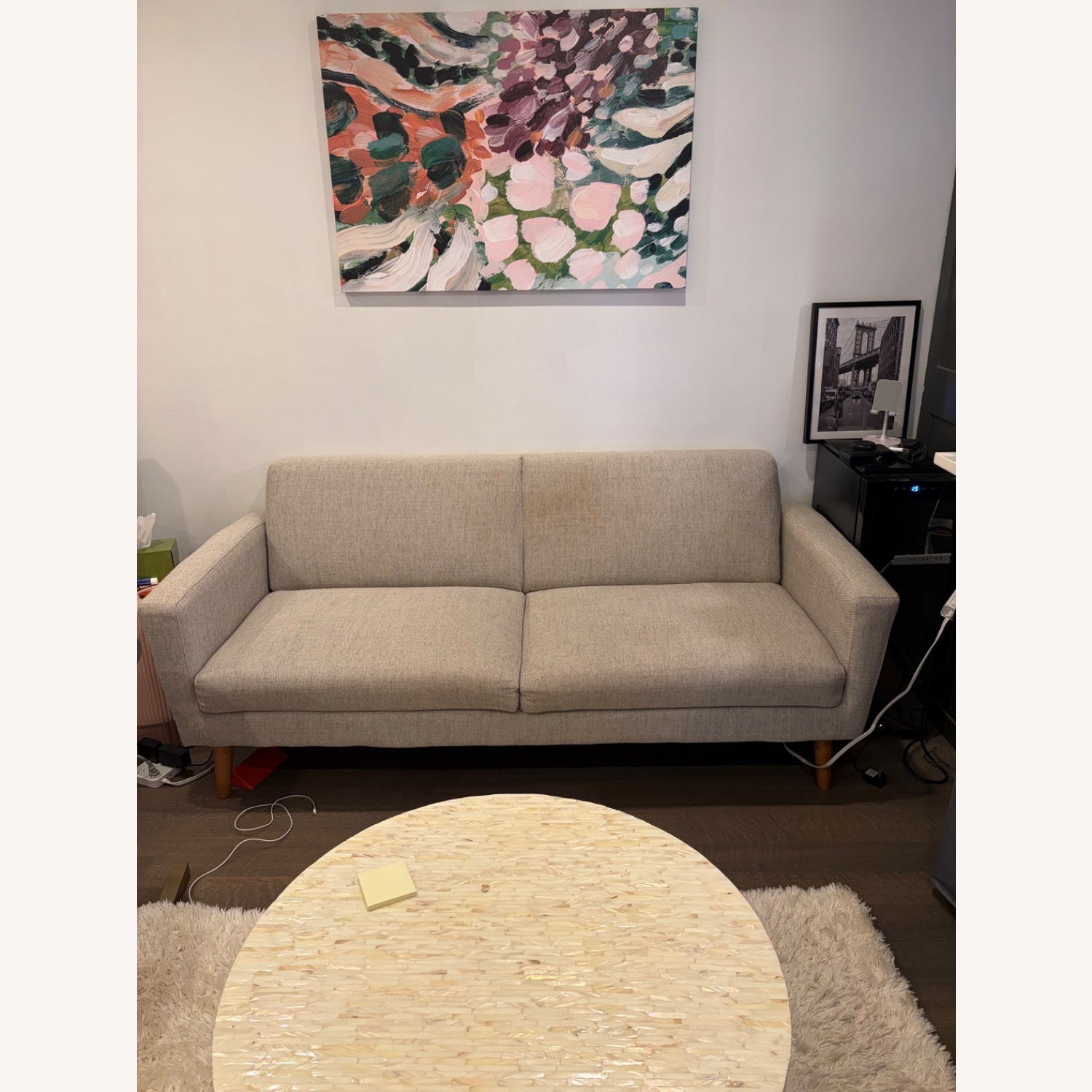 West Elm Oliver Light Gray Fabric 2 Seater Sofa - image-1