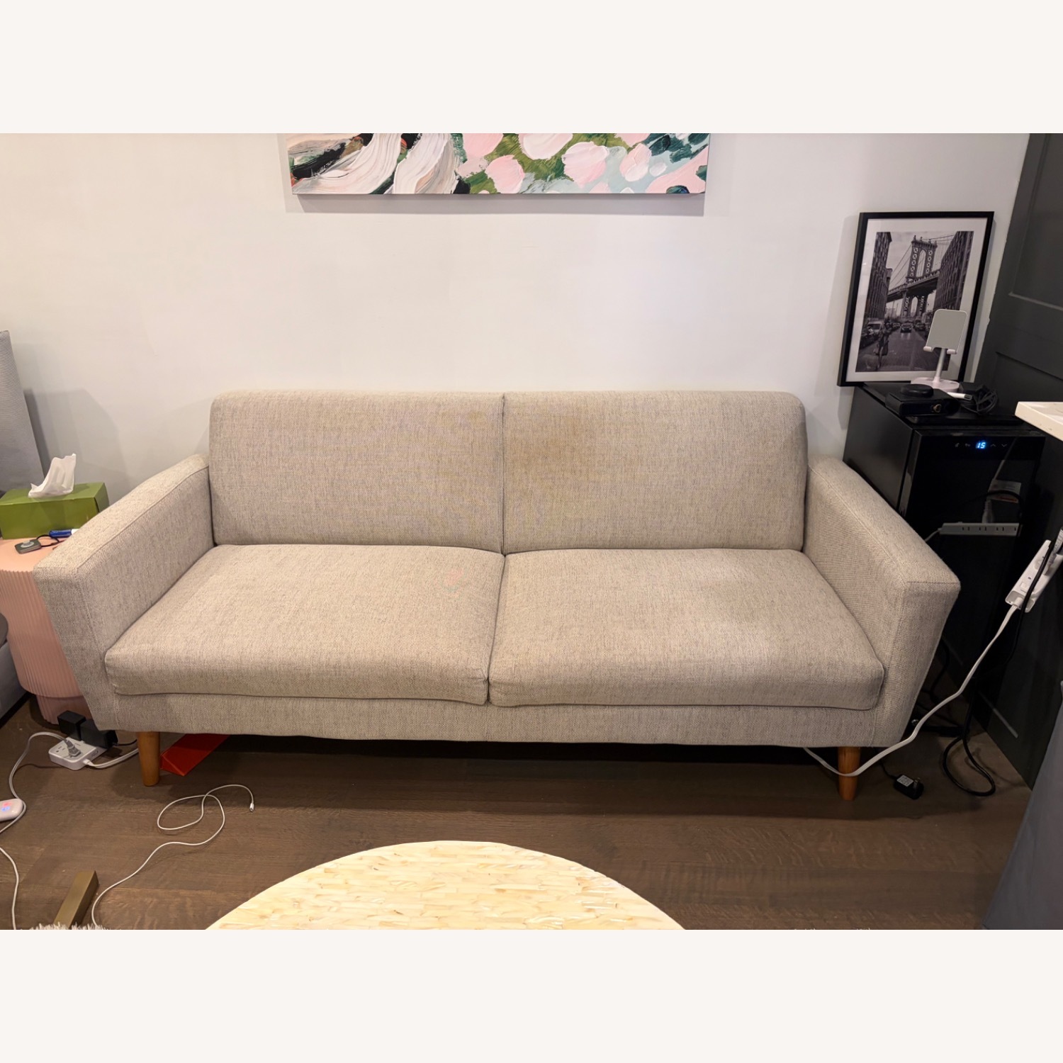 West Elm Oliver Light Gray Fabric 2 Seater Sofa - image-2