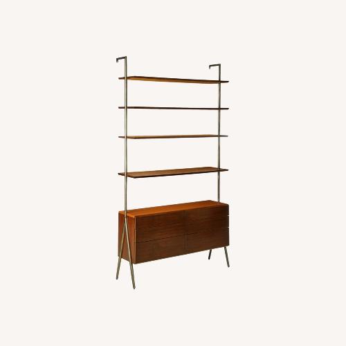 Used CB2 Jaxon Wood and Leather Bookcase for sale on AptDeco