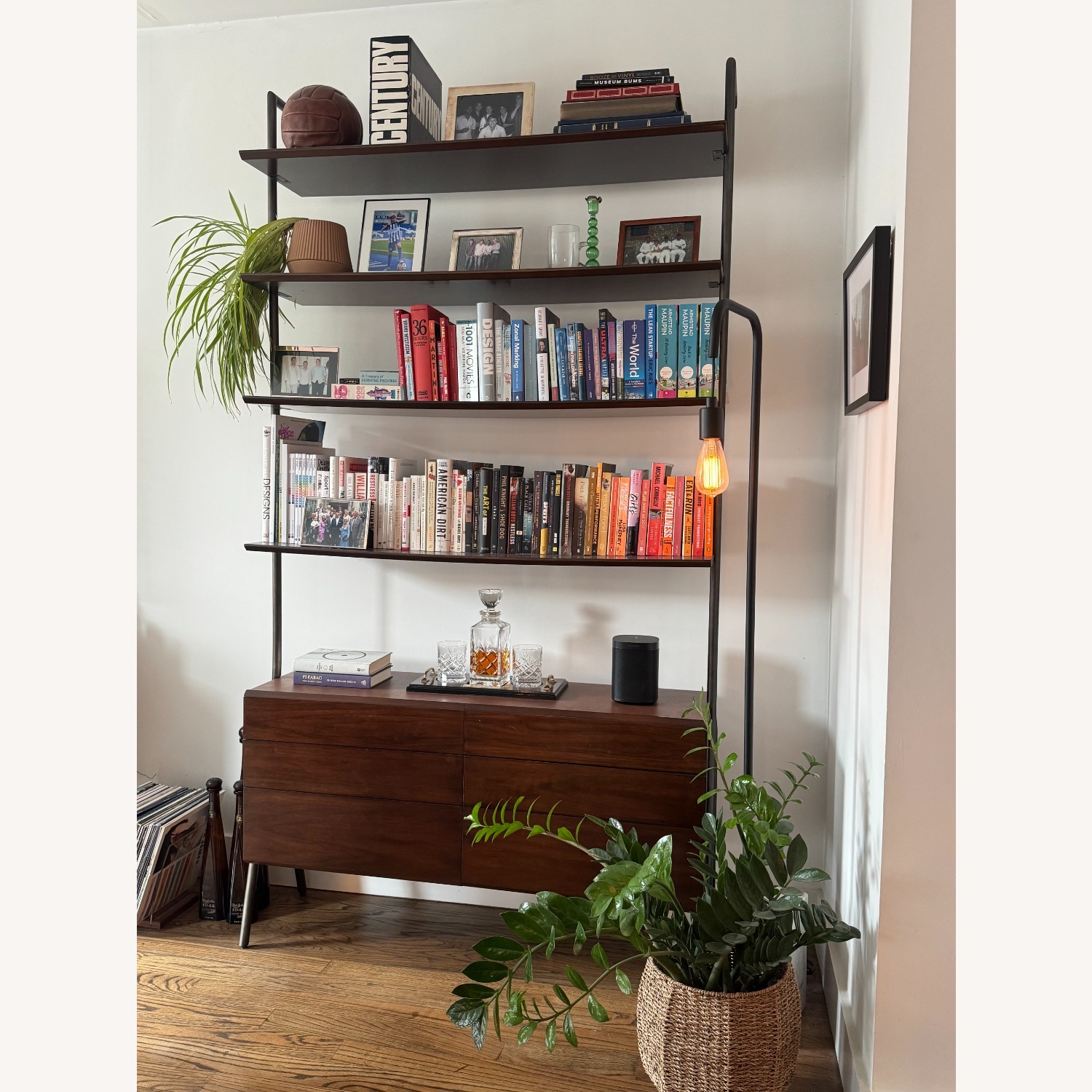 CB2 Jaxon Wood and Leather Bookcase - image-2