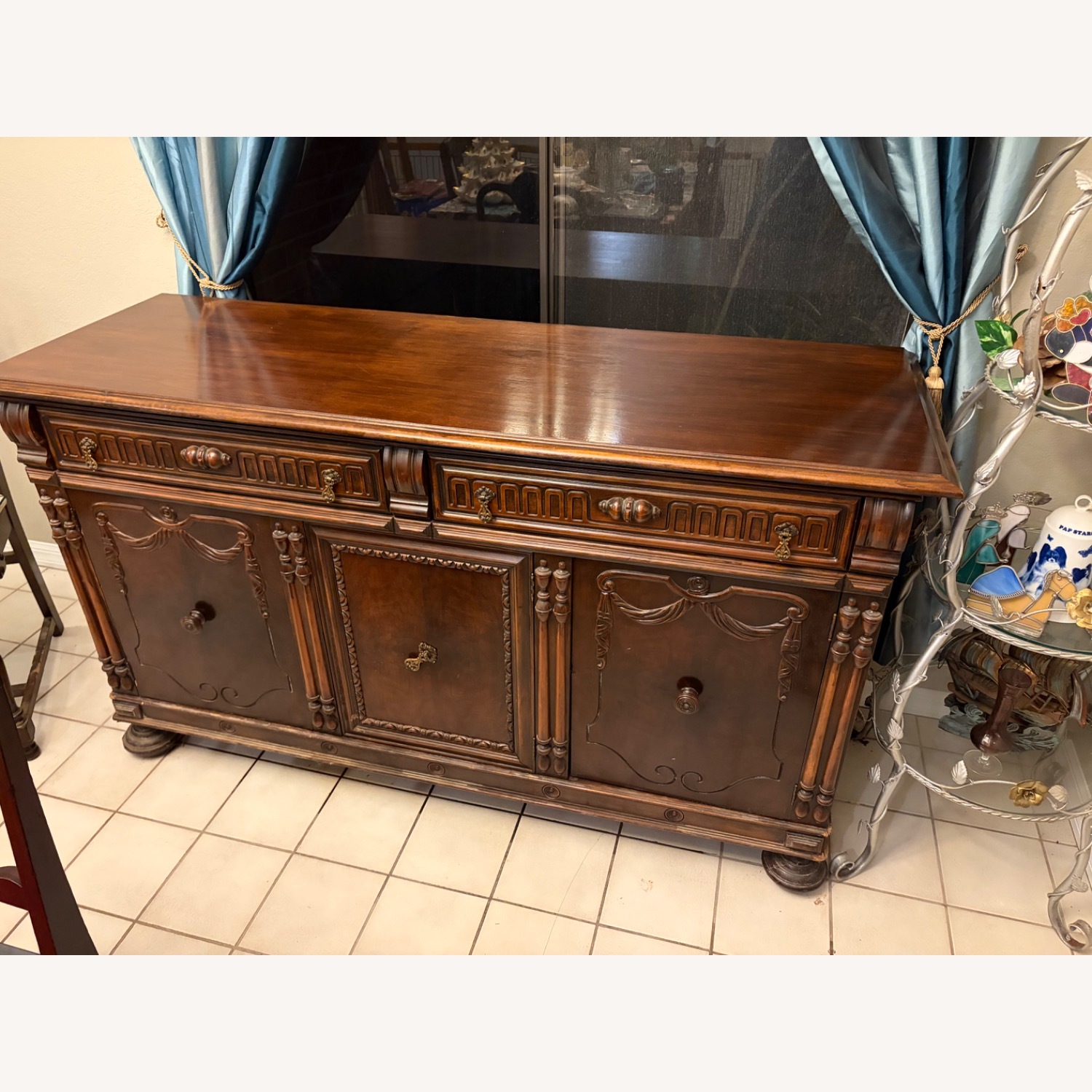 Vintage/Antique Dark Brown Side Table - image-2
