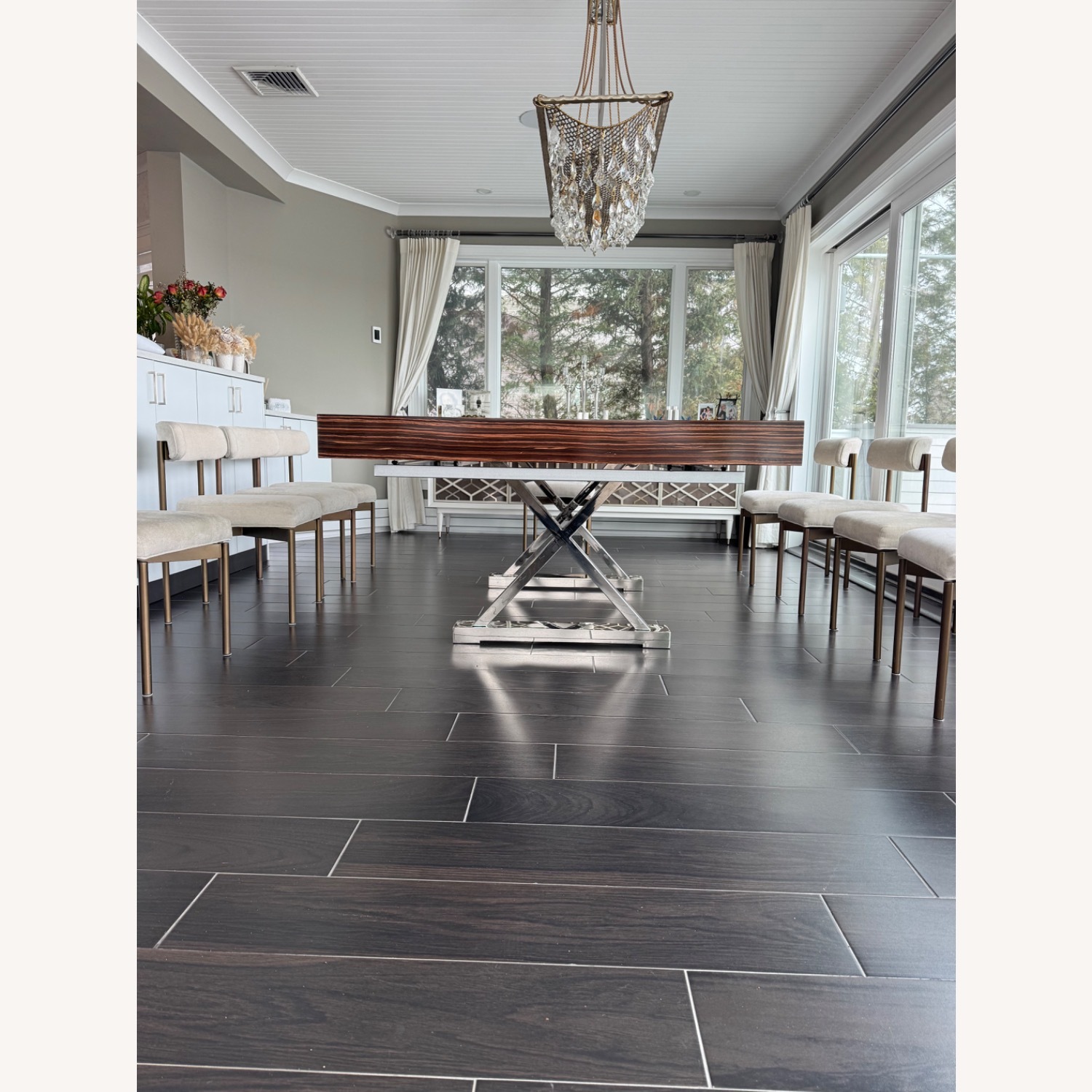 High Gloss Zebra Wood Grain Table - image-2