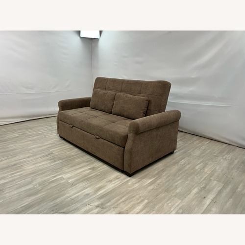 Used Serta Sabrina Queen Rolled Arm Tufted Back Sleeper Sofa for sale on AptDeco