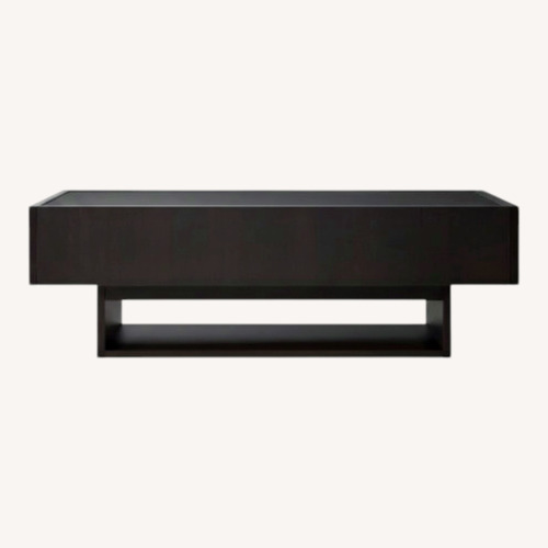 Used IKEA Ramvik Glass Top Coffee Table With Drawers for sale on AptDeco
