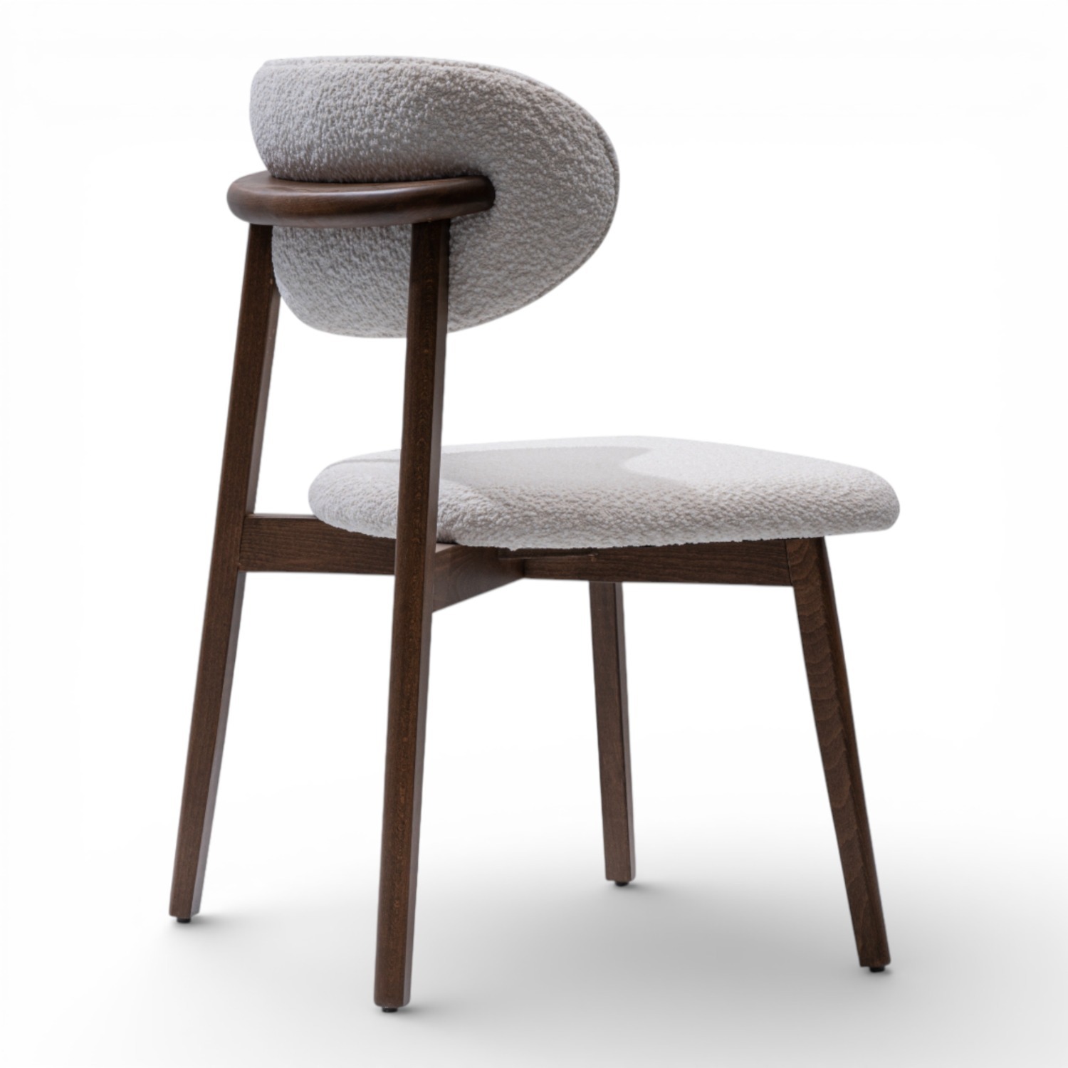 Set of 2 White Boucle Dining Chair Walnut Finish  - image-3