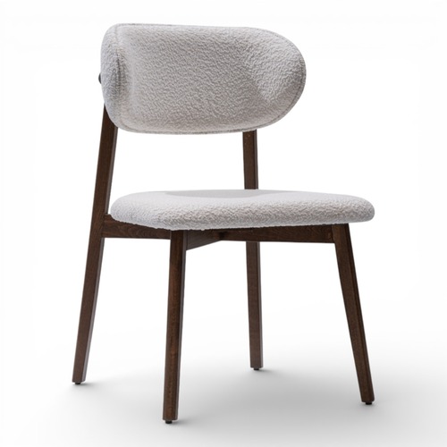 Used Set of 2 White Boucle Dining Chair Walnut Finish  for sale on AptDeco