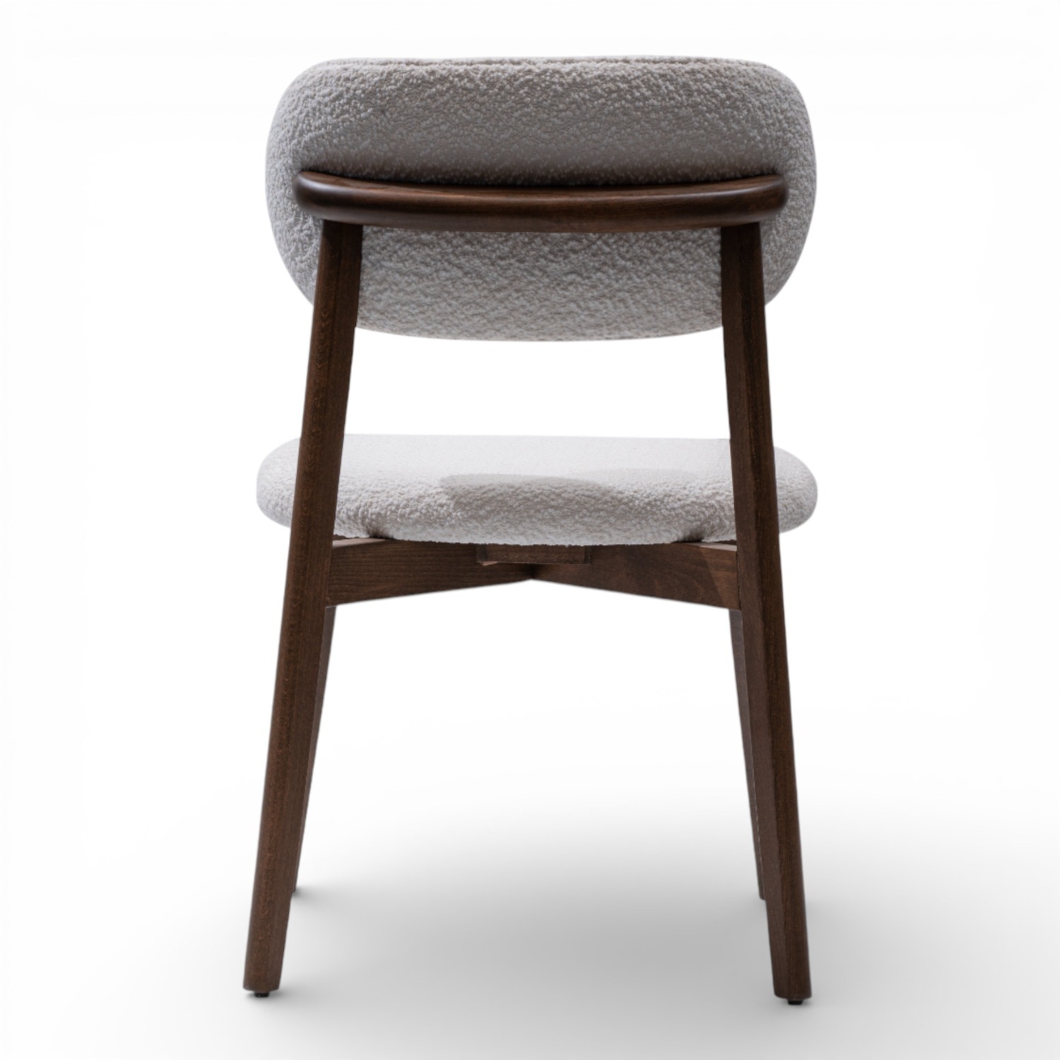 Set of 2 White Boucle Dining Chair Walnut Finish  - image-5