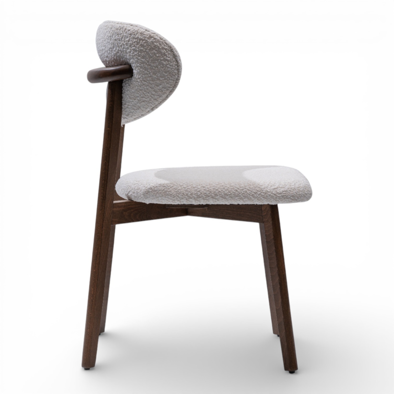 Set of 2 White Boucle Dining Chair Walnut Finish  - image-2