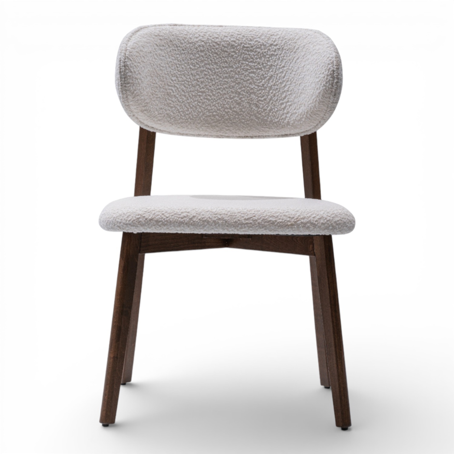 Set of 2 White Boucle Dining Chair Walnut Finish  - image-4