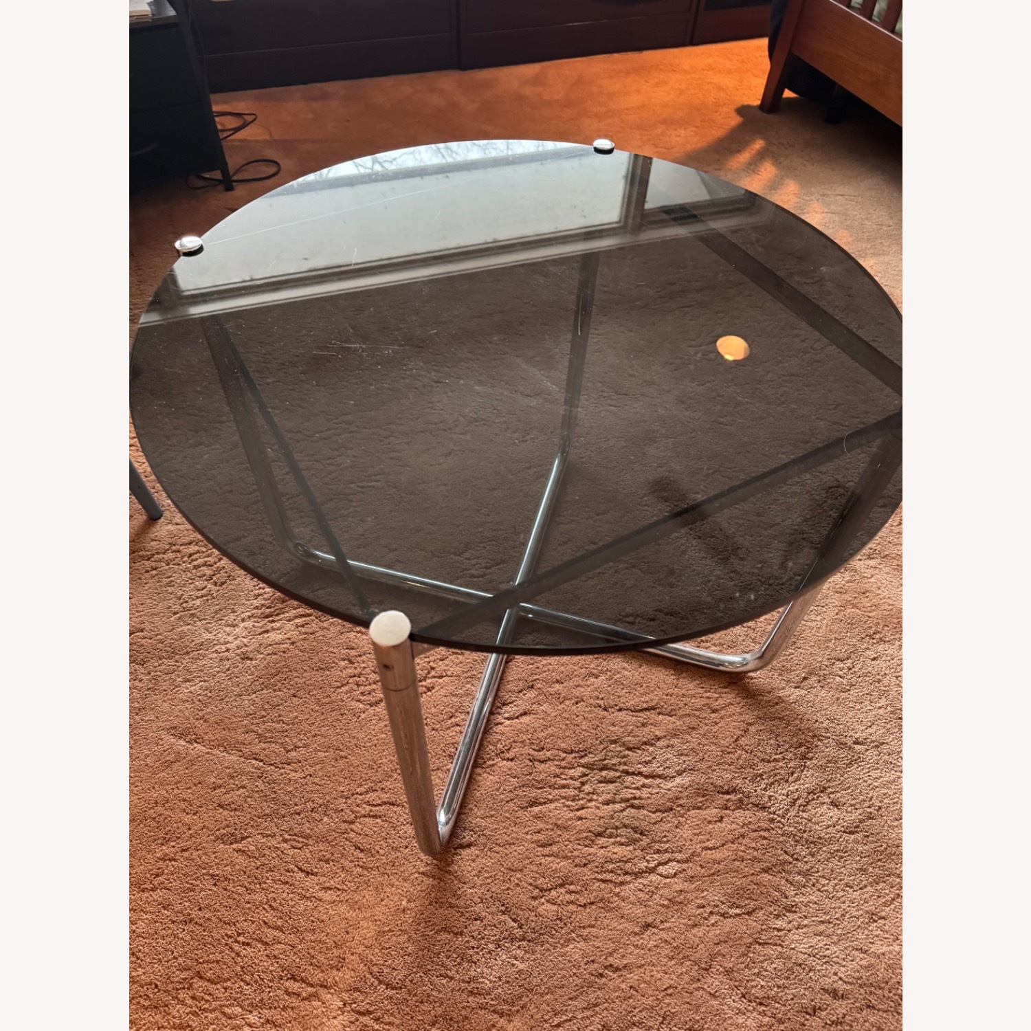 Glass Side Table with Chrome Legs - image-1