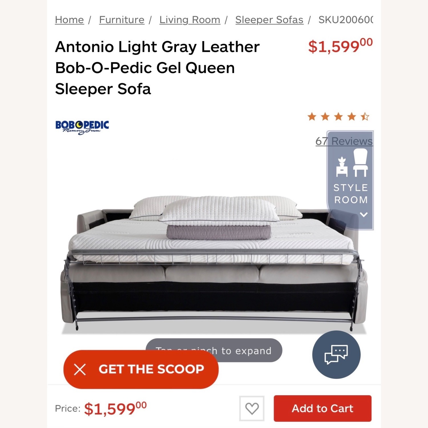 Light Gray Sleeper Sofa - image-4