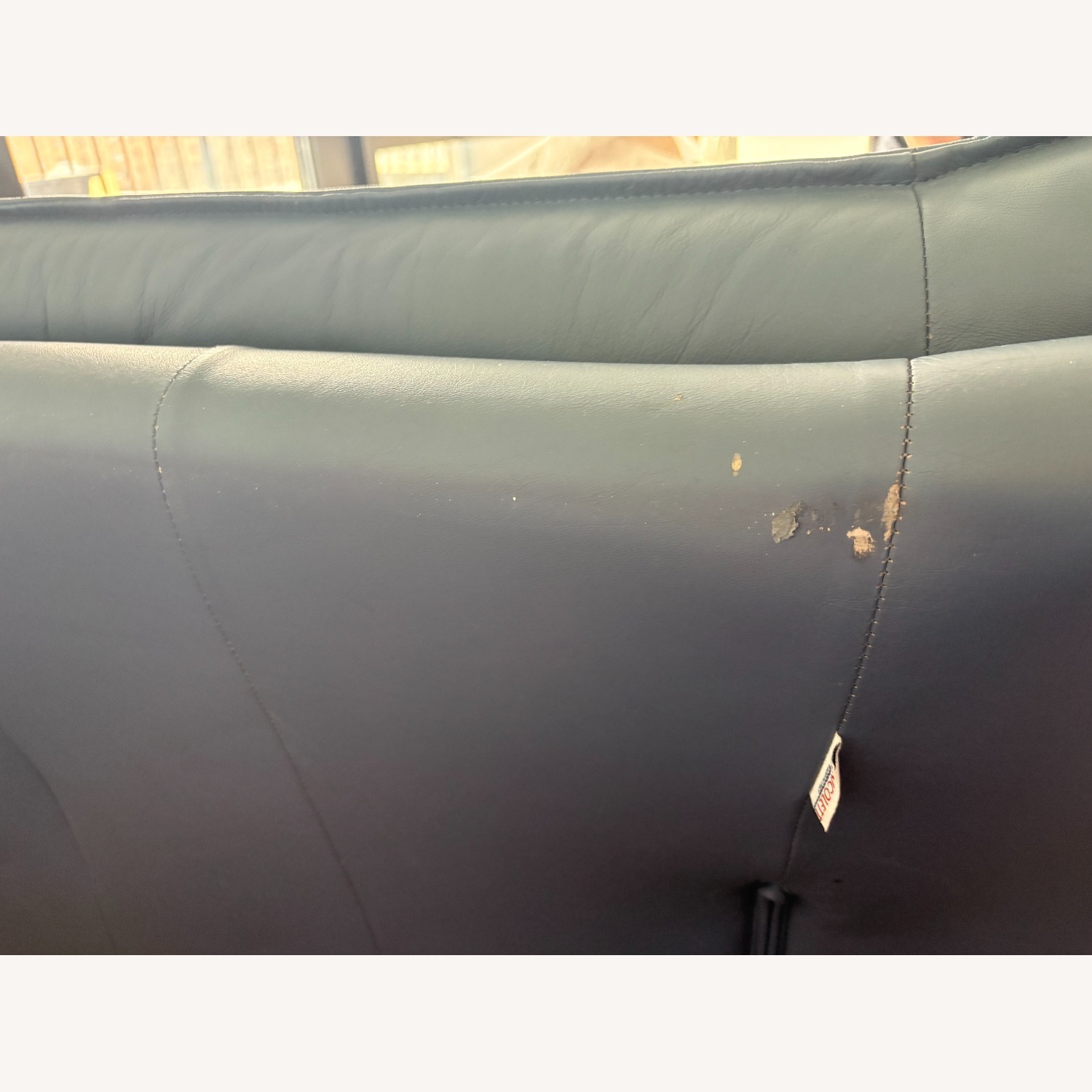 Vintage/Antique Nicoletti Blue Leather Loveseat - image-5