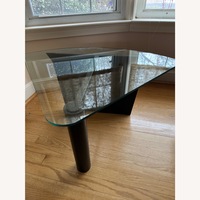 Triangular Glass Side Table on Black Metal Frame
