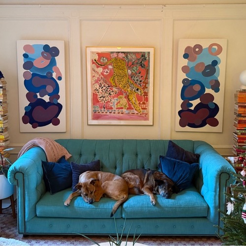 Used Anthropologie Turquoise Blue Fabric 2 Seater Sofa for sale on AptDeco