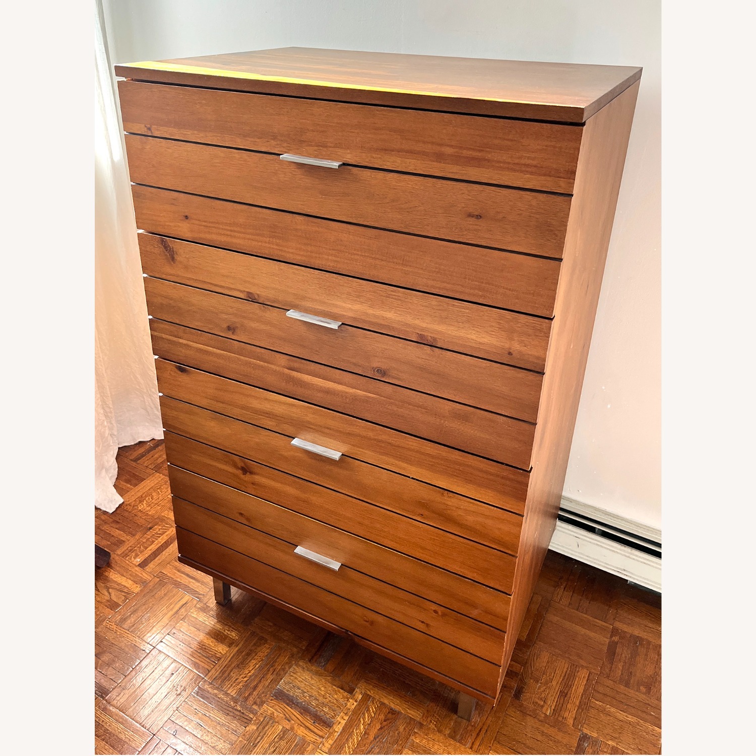 CB2 Linear Tall Chest Dark Brown Wood Dresser - image-2