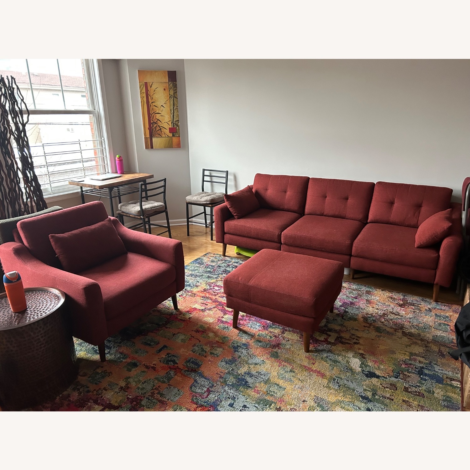 Burrow Nomad Sofa with Ottoman (Brick Red Fabric) - image-2