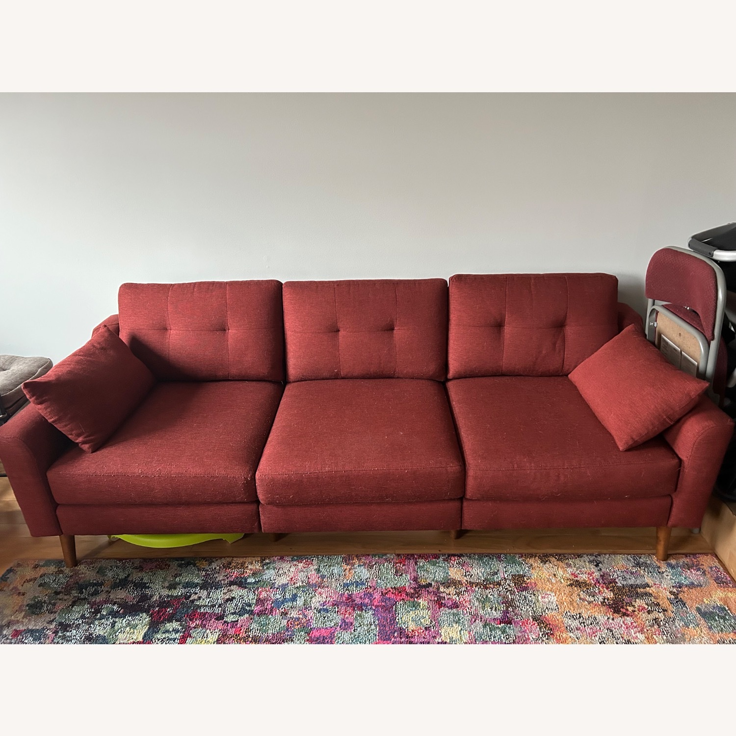 Burrow Nomad Sofa with Ottoman (Brick Red Fabric) - image-3