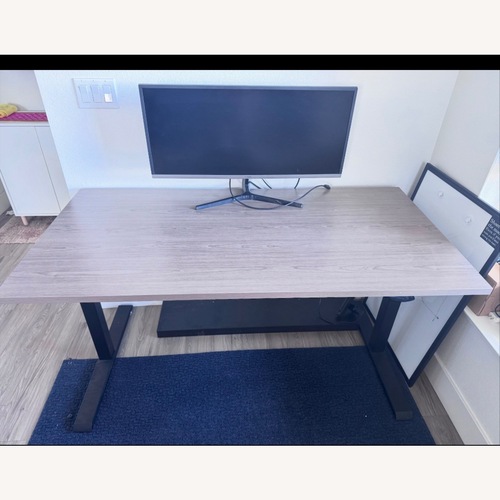 Used Office Depot Light Gray Wood Desk for sale on AptDeco