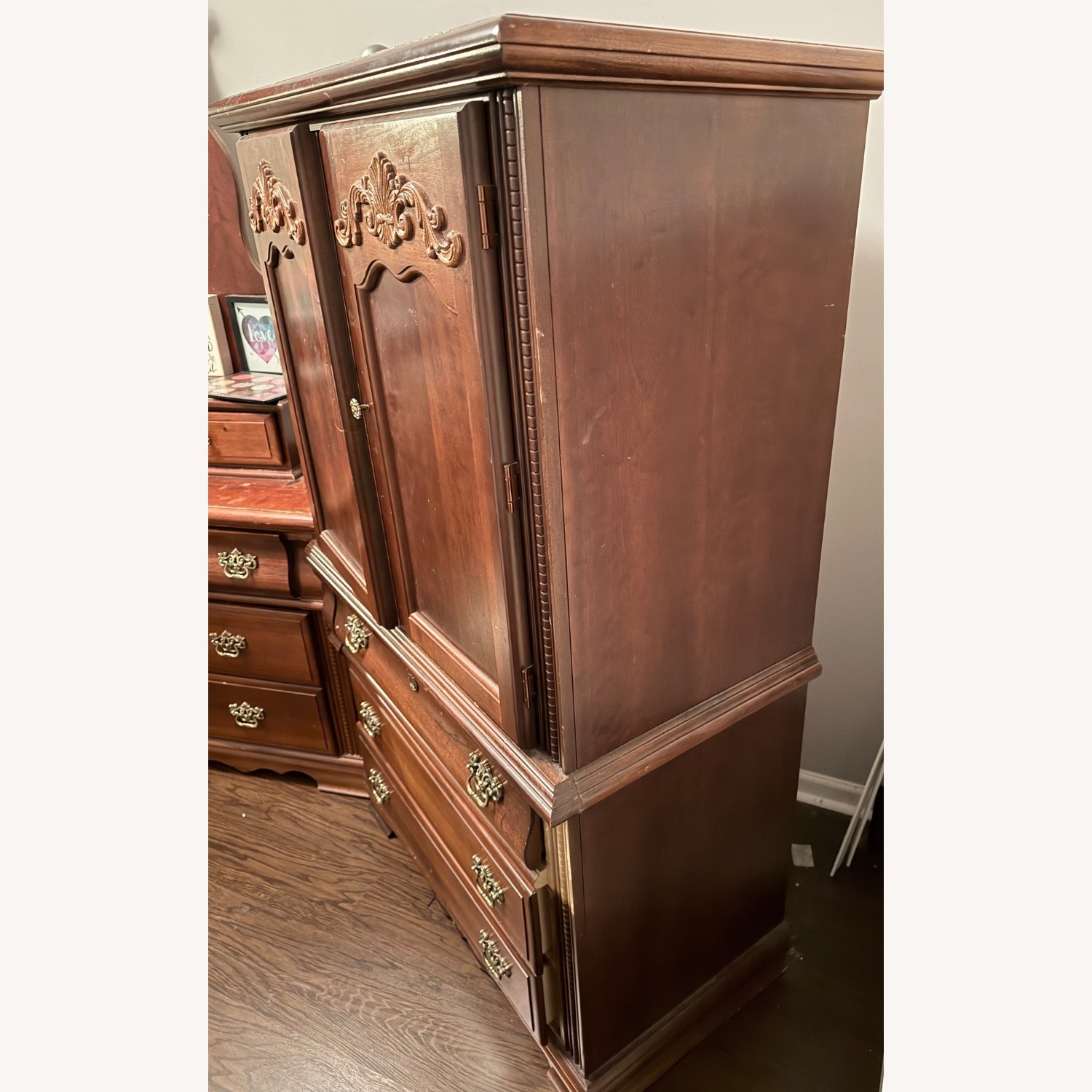 Vaughan Bassett Dark Brown Wood Armoire - image-1