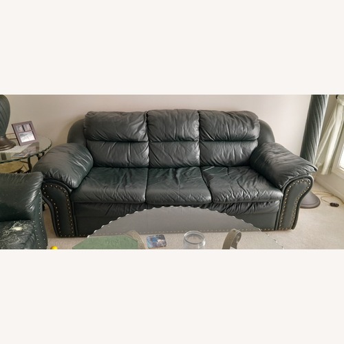 Used Ashley Furniture Green Faux Leather 2 Seater Sofa for sale on AptDeco