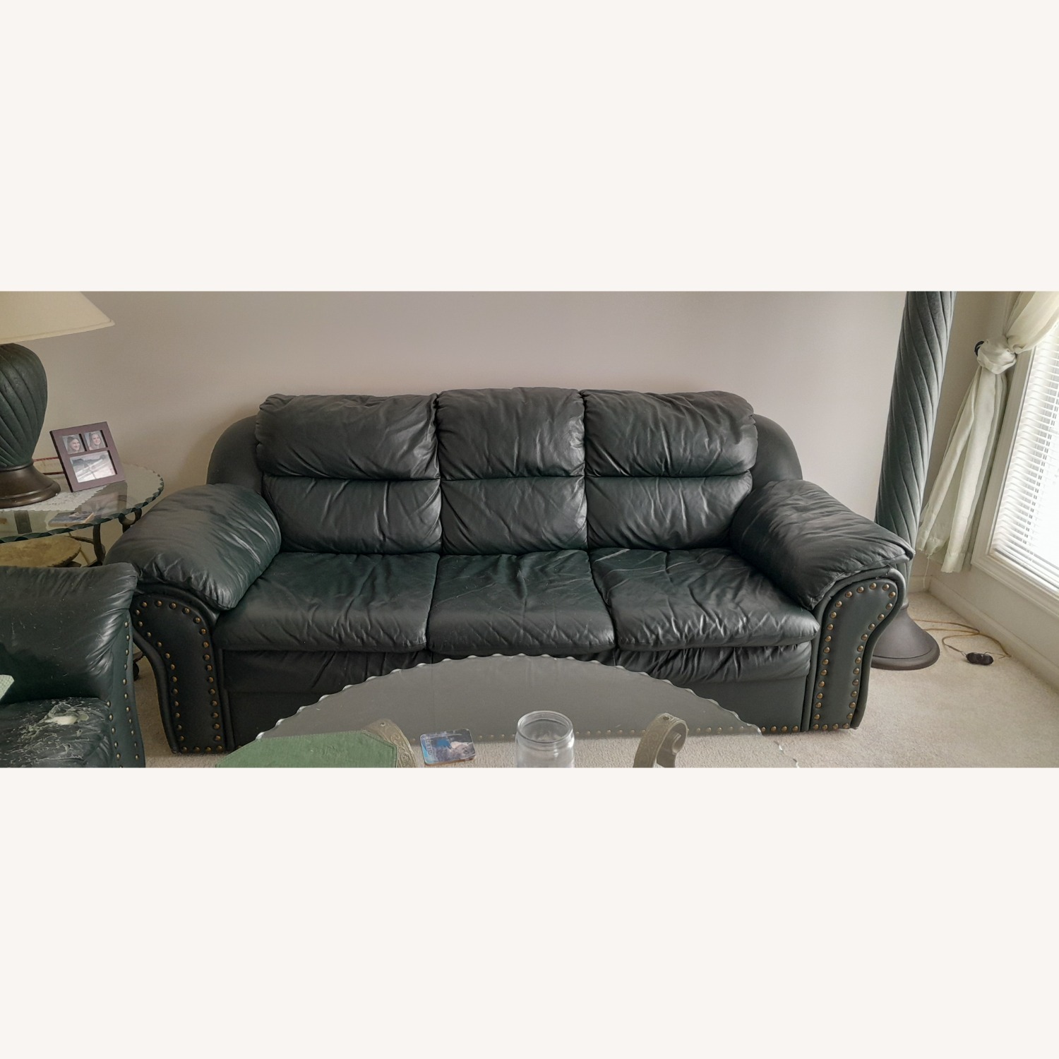 Ashley Furniture Green Faux Leather 2 Seater Sofa - image-1
